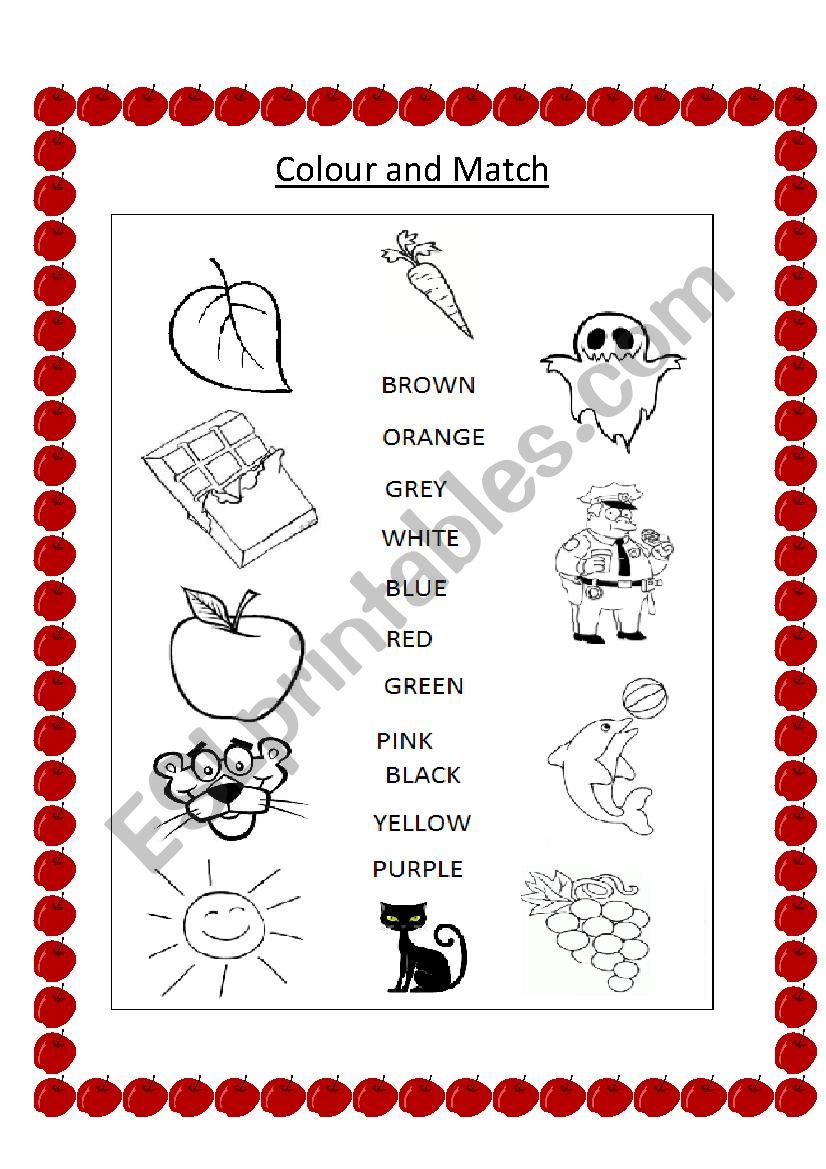 Colour and Match worksheet