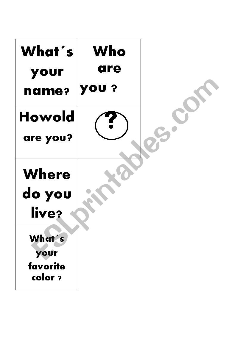 The Questions Game worksheet