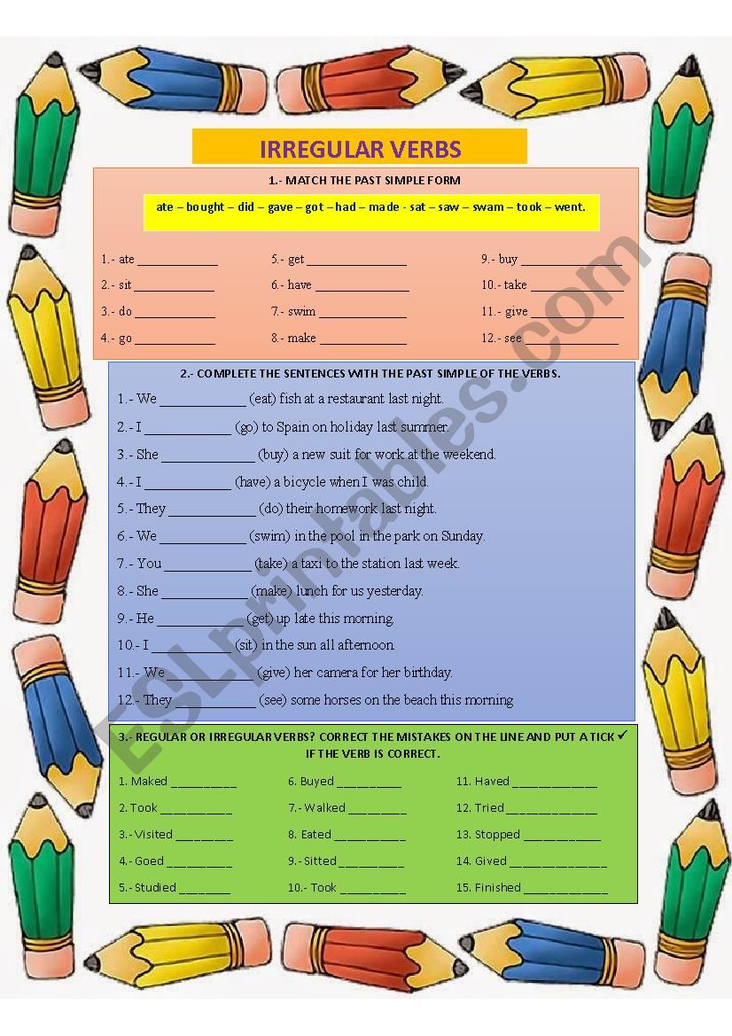 Irregular Verbs worksheet