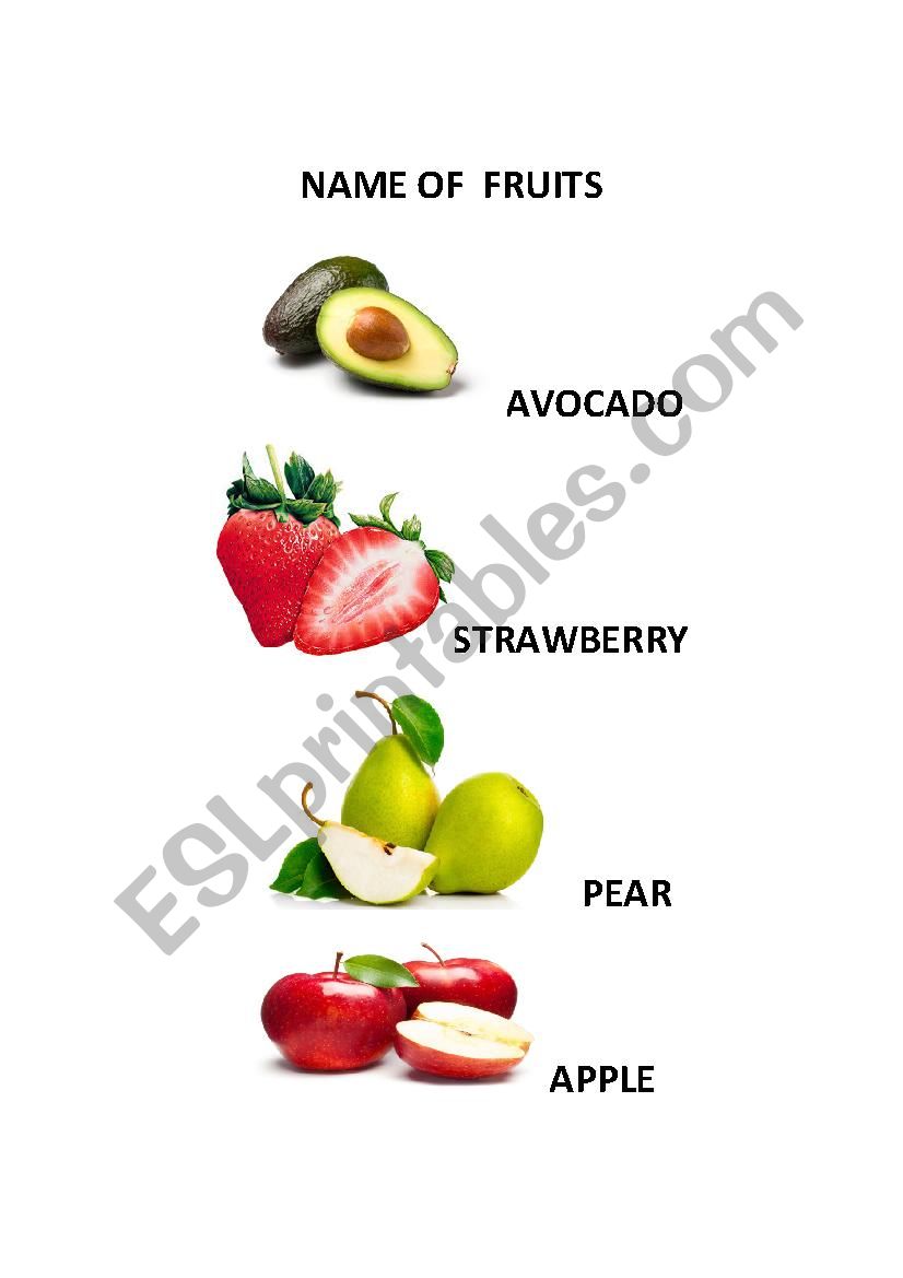 NAME OF FRUITS worksheet