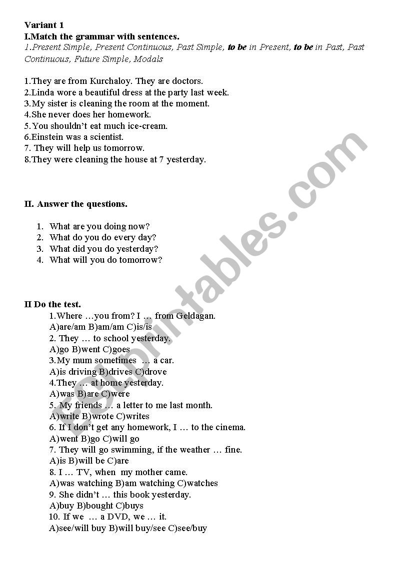  Present simple worksheet worksheet