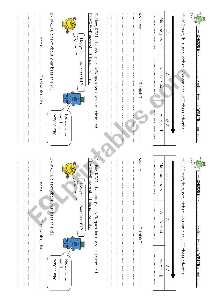 Mr Men personality adjectives part 2