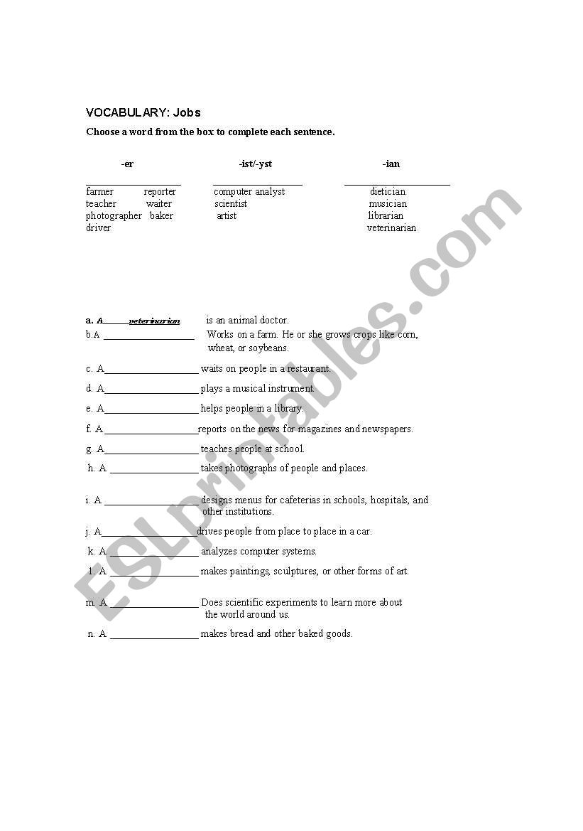 Lifestyles worksheet