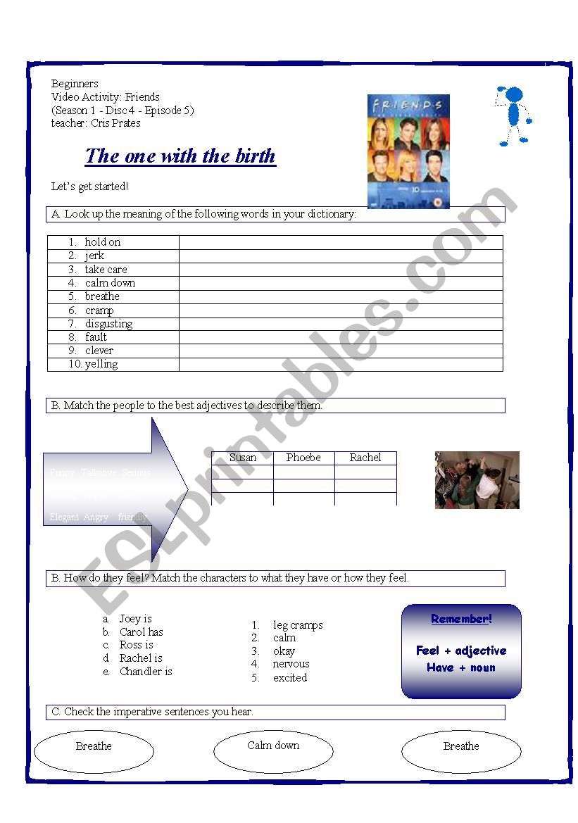 video activity - friends worksheet