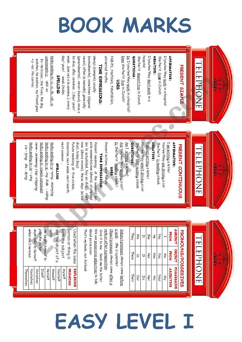 BOOKMARK I: PRESENT SIMPLE, CONTINOUS AND PRONOUNS