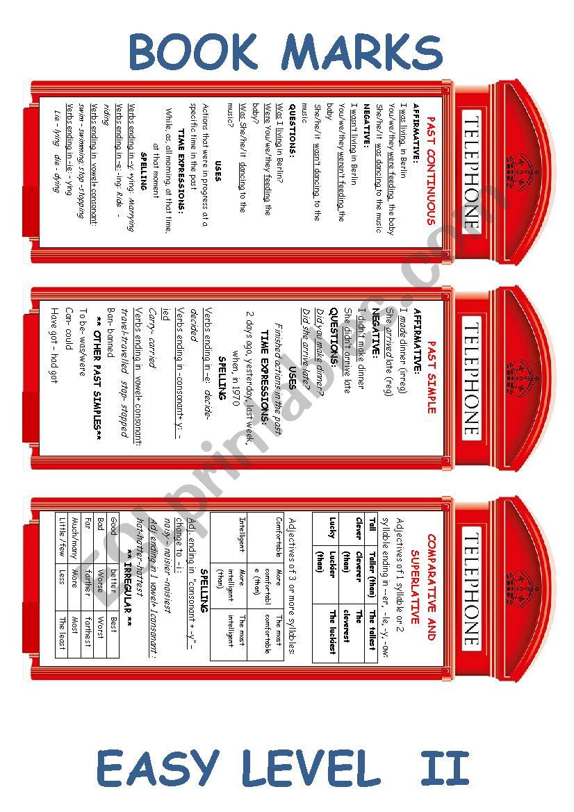 BOOKMARK II: PAST SIMPLE, CONTINOUS, COMPARATIVES AND SUPERLATIVES 