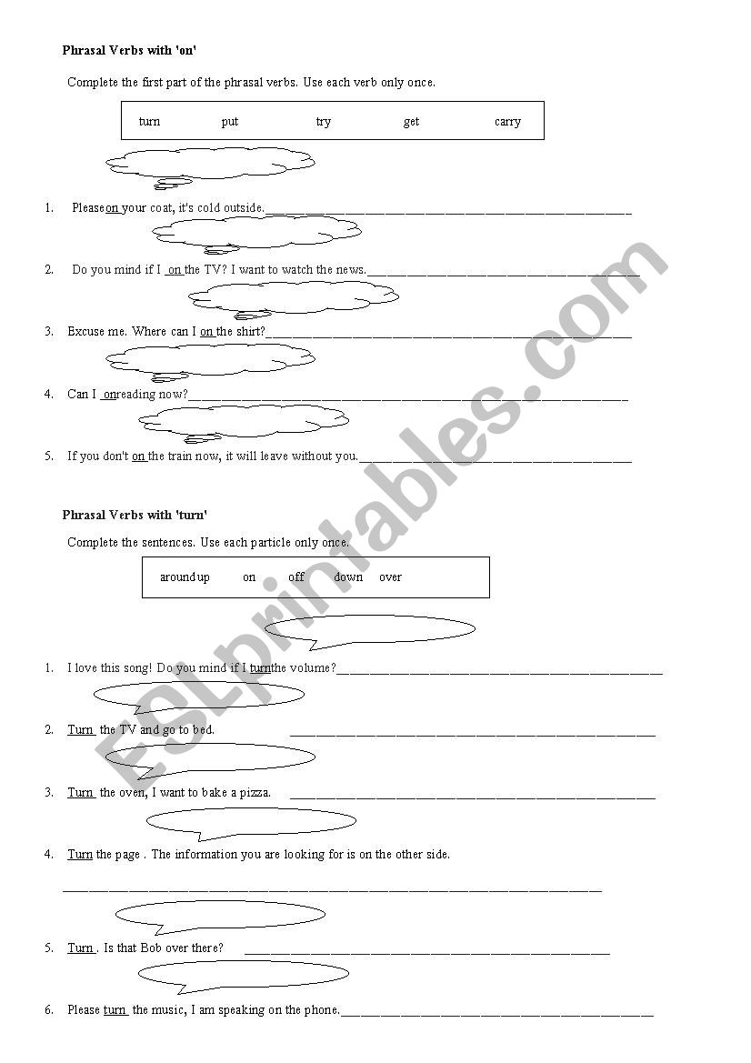 Phrasal Verb worksheet