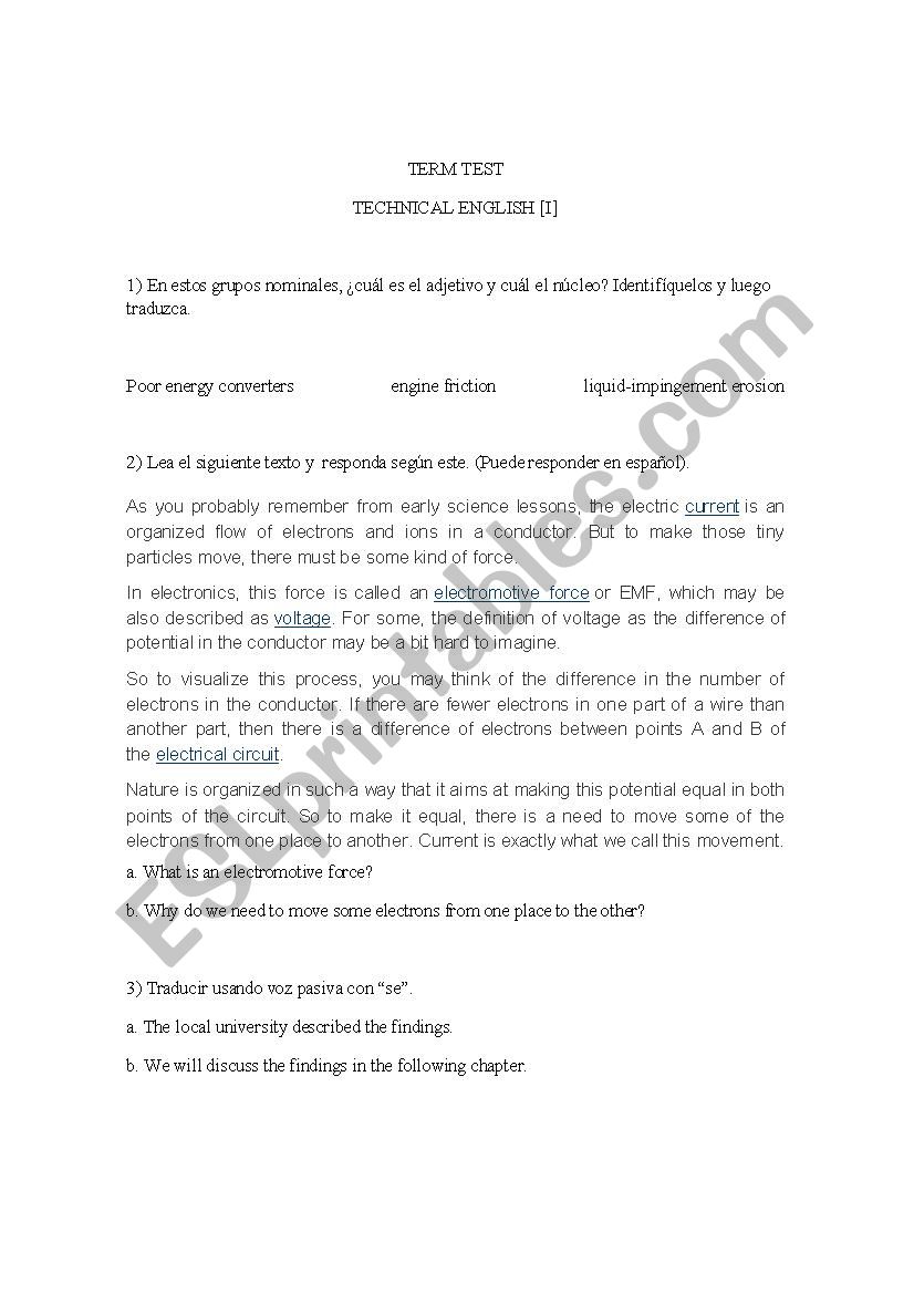 Exam for 7th form worksheet