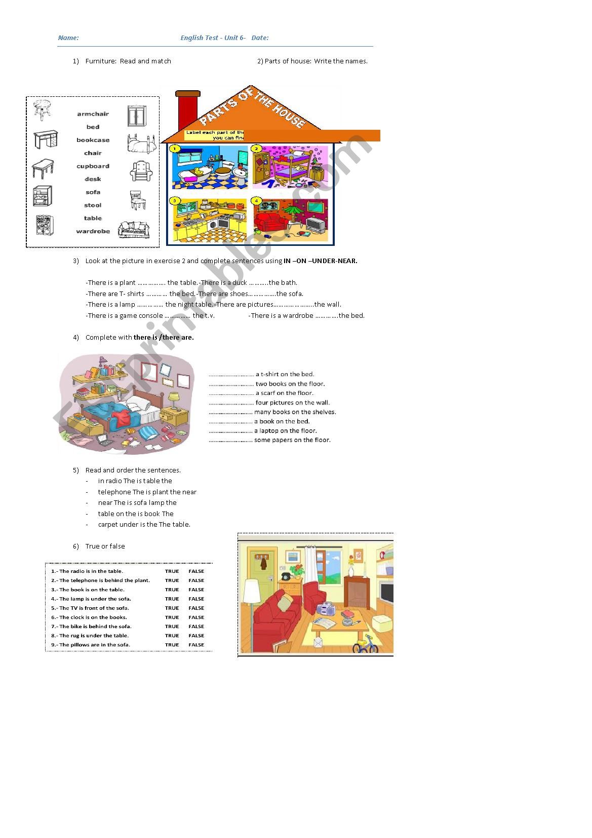 test- six grade worksheet