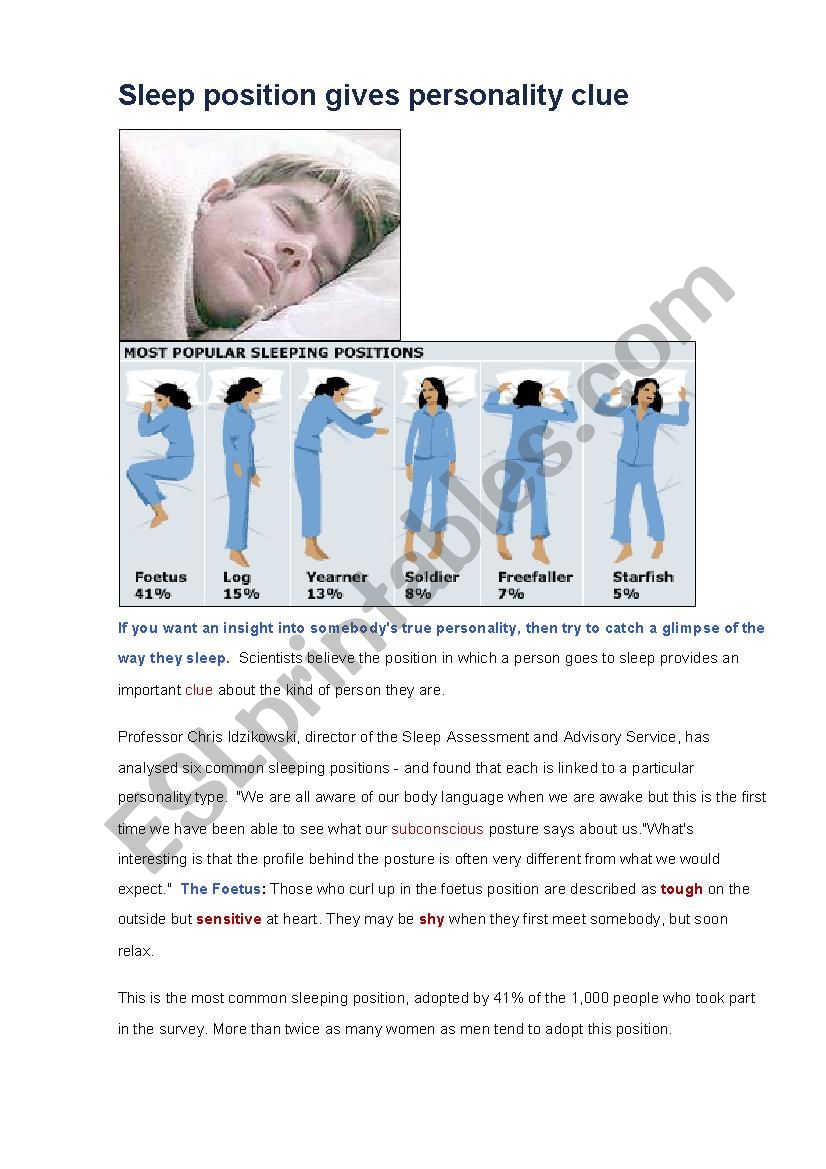 Sleep position gives personality clue