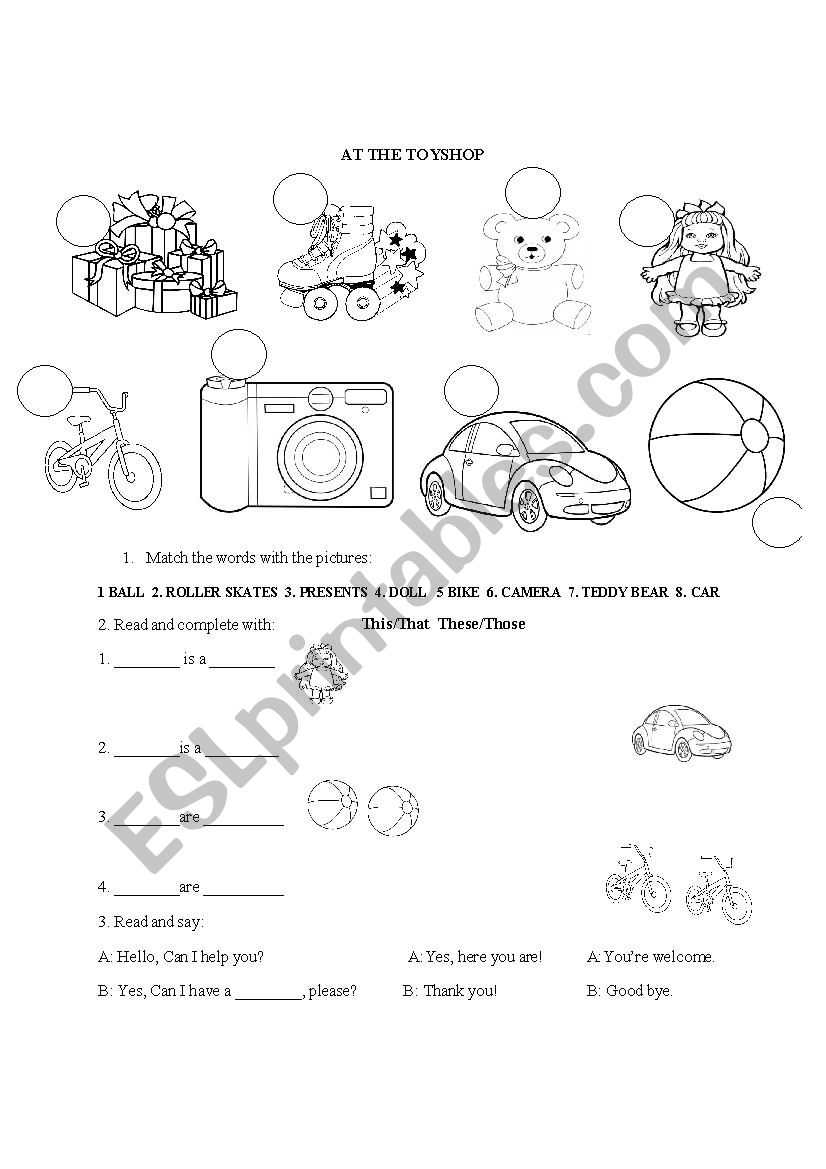 At the toyshop worksheet