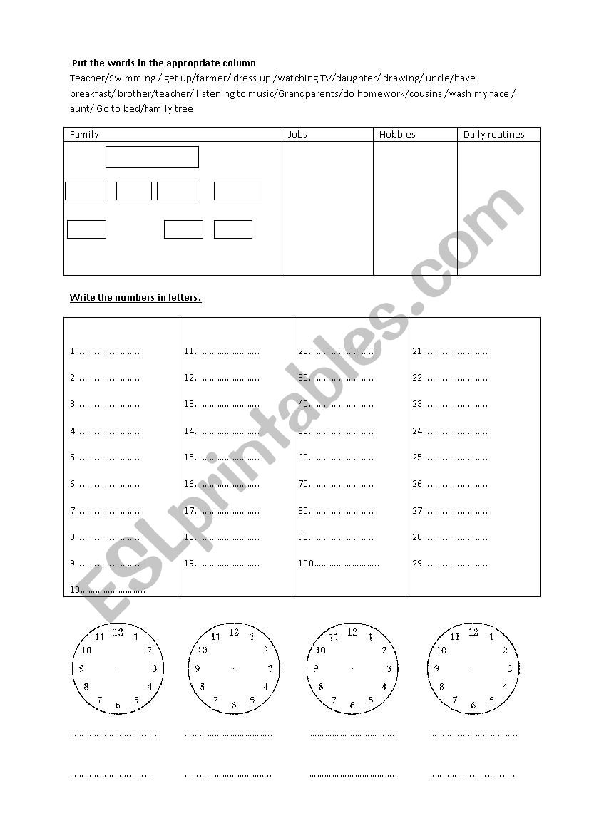 REMEDIATION 7th form worksheet