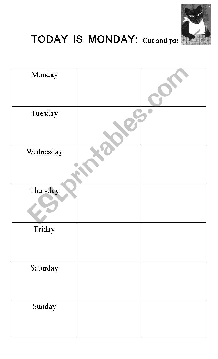 Today is Monday by Eric Carle worksheet