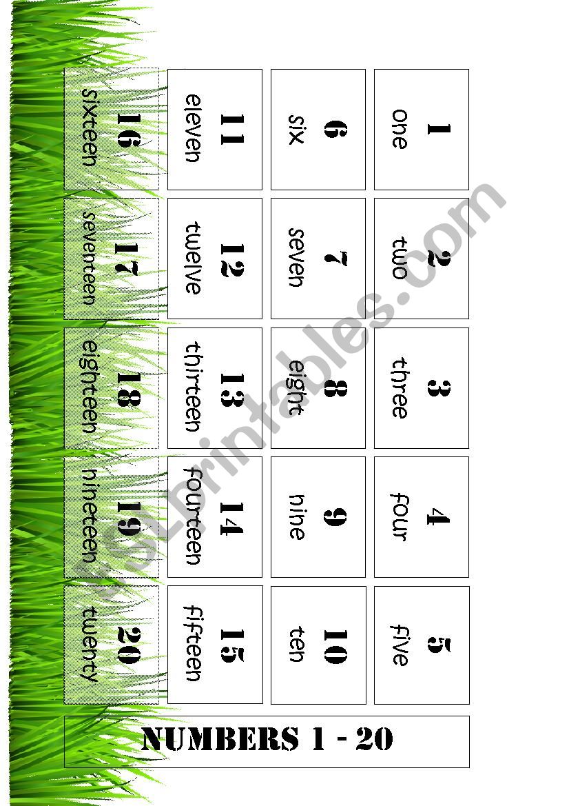Numbers 1-20 worksheet
