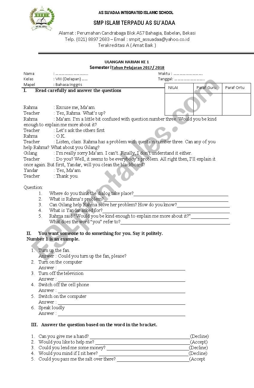 expression worksheet