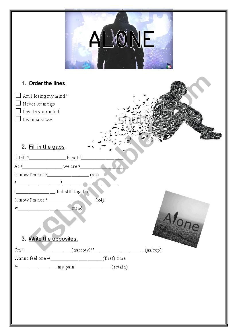 Alone by Alan Walker worksheet