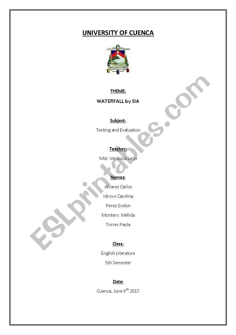 Song Worksheet worksheet