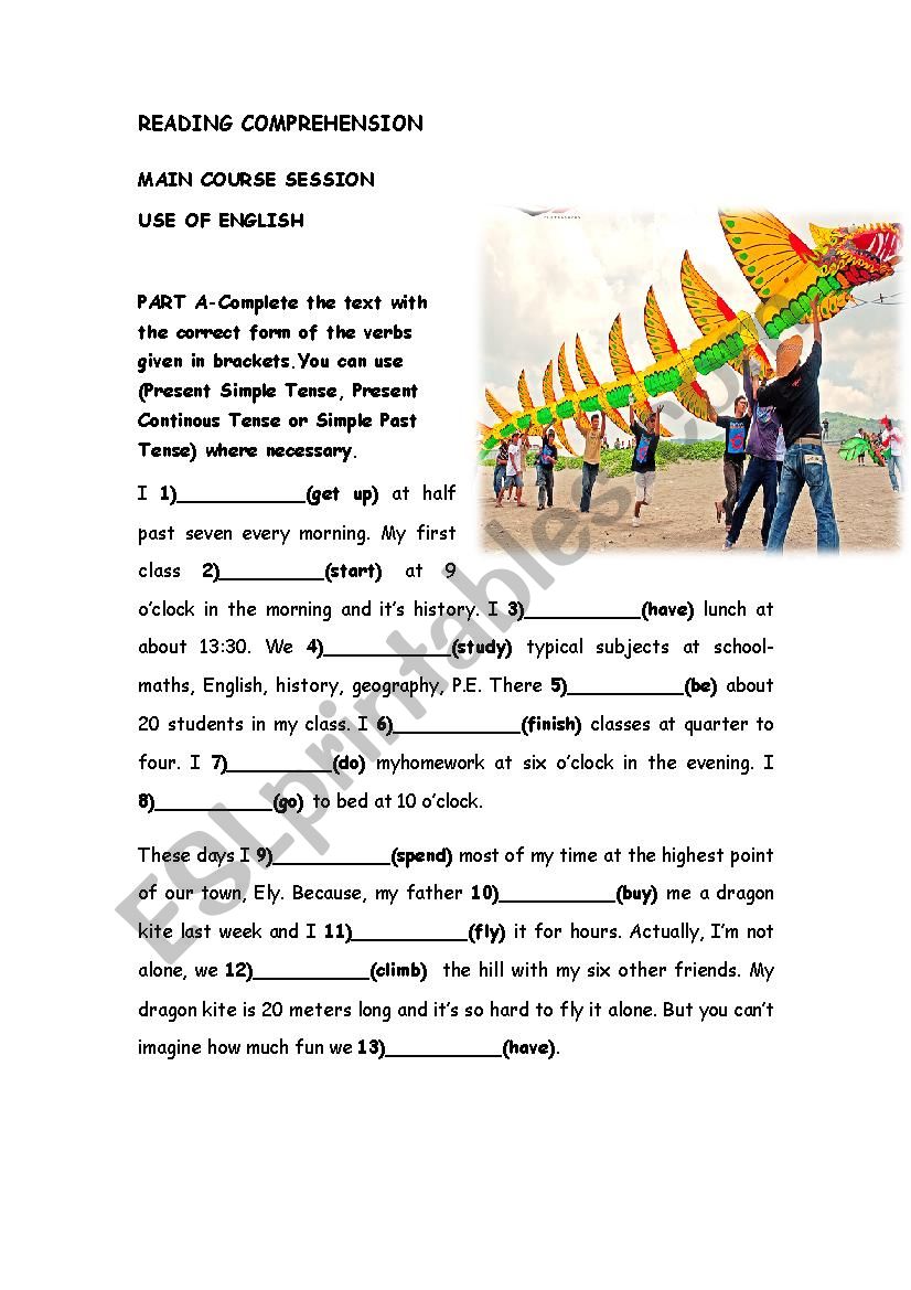 Past simple reading  worksheet