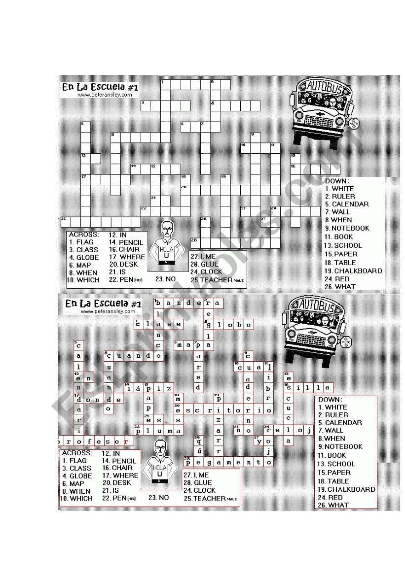 Objects in the classroom worksheet