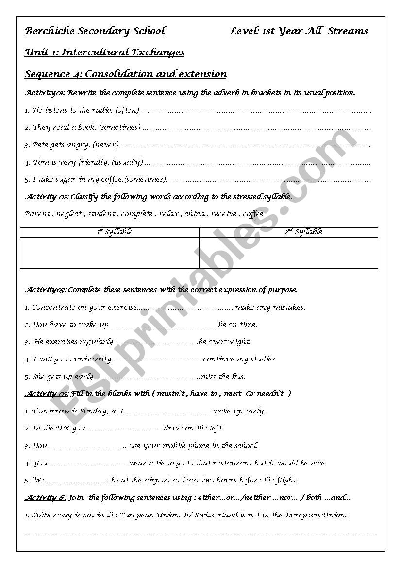 Consolidation and extension worksheet