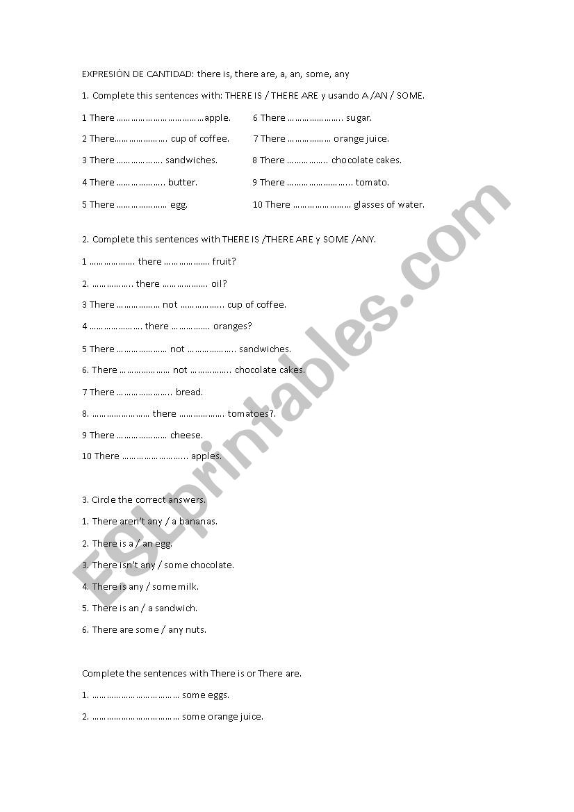 EXPRESION DE CANTIDAD worksheet