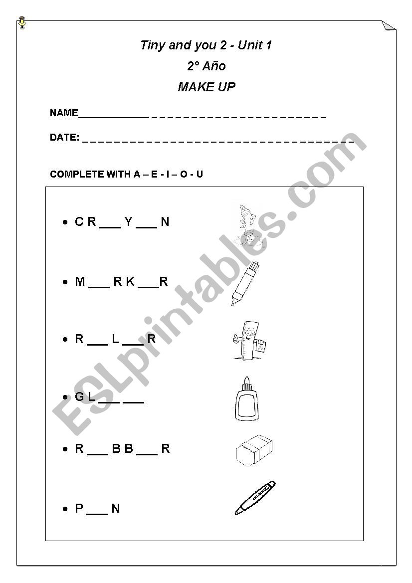 sCHOOL oBJECTS - dAYS worksheet