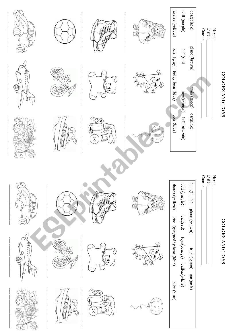 COLOURS AND TOYS  worksheet