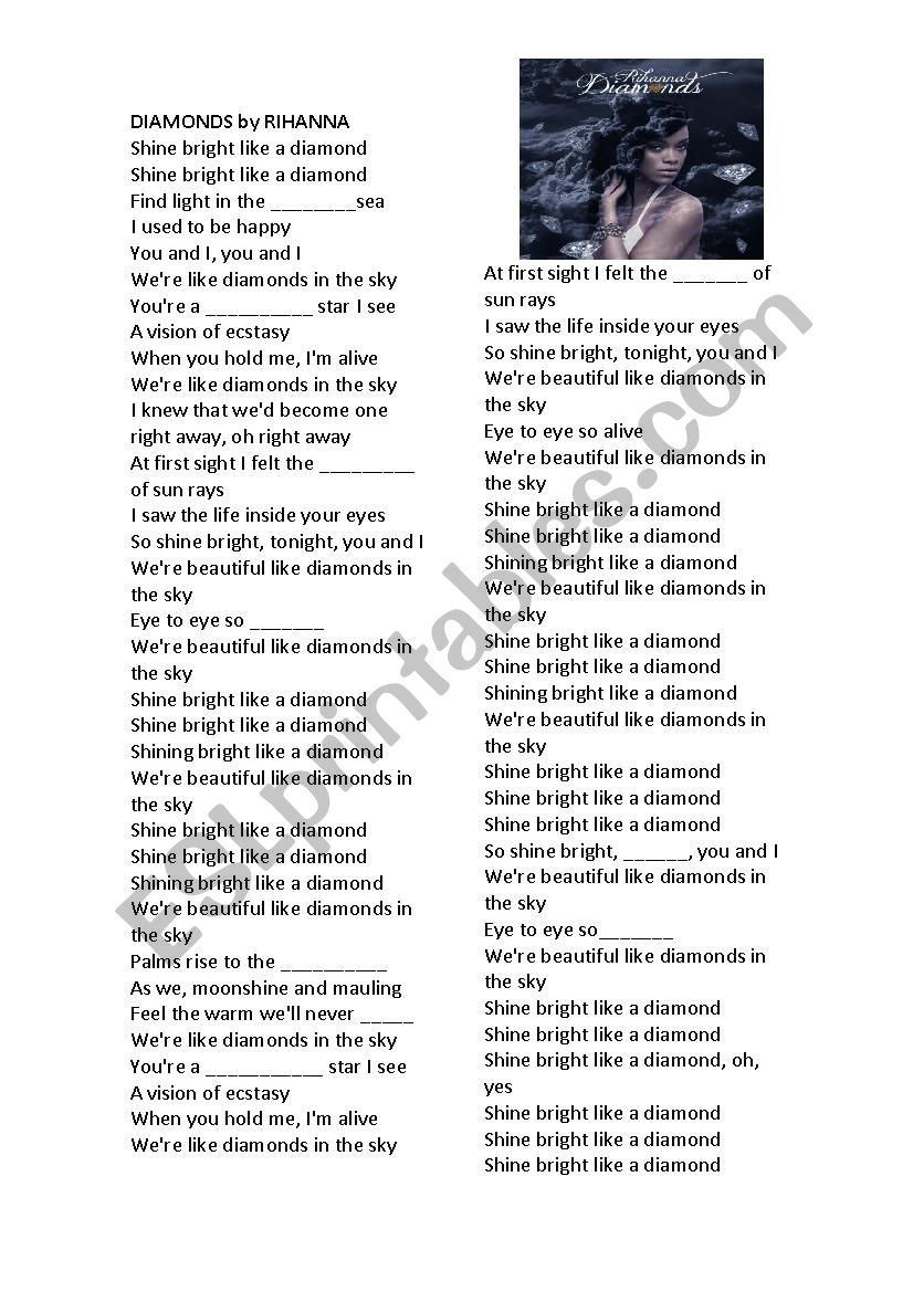 Diamonds by Rihanna worksheet