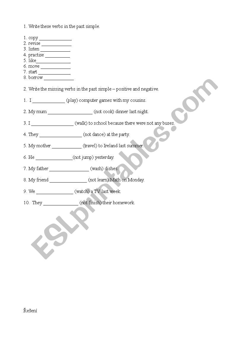 Excercise for the past simple - regular verbs