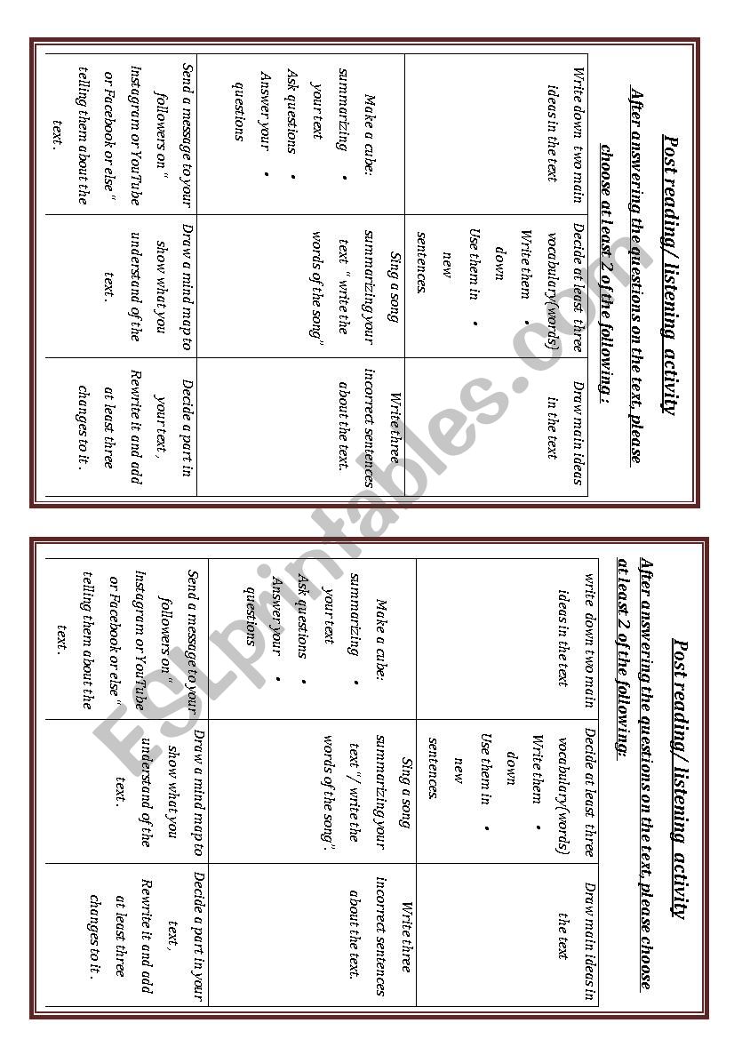 Matrix  worksheet