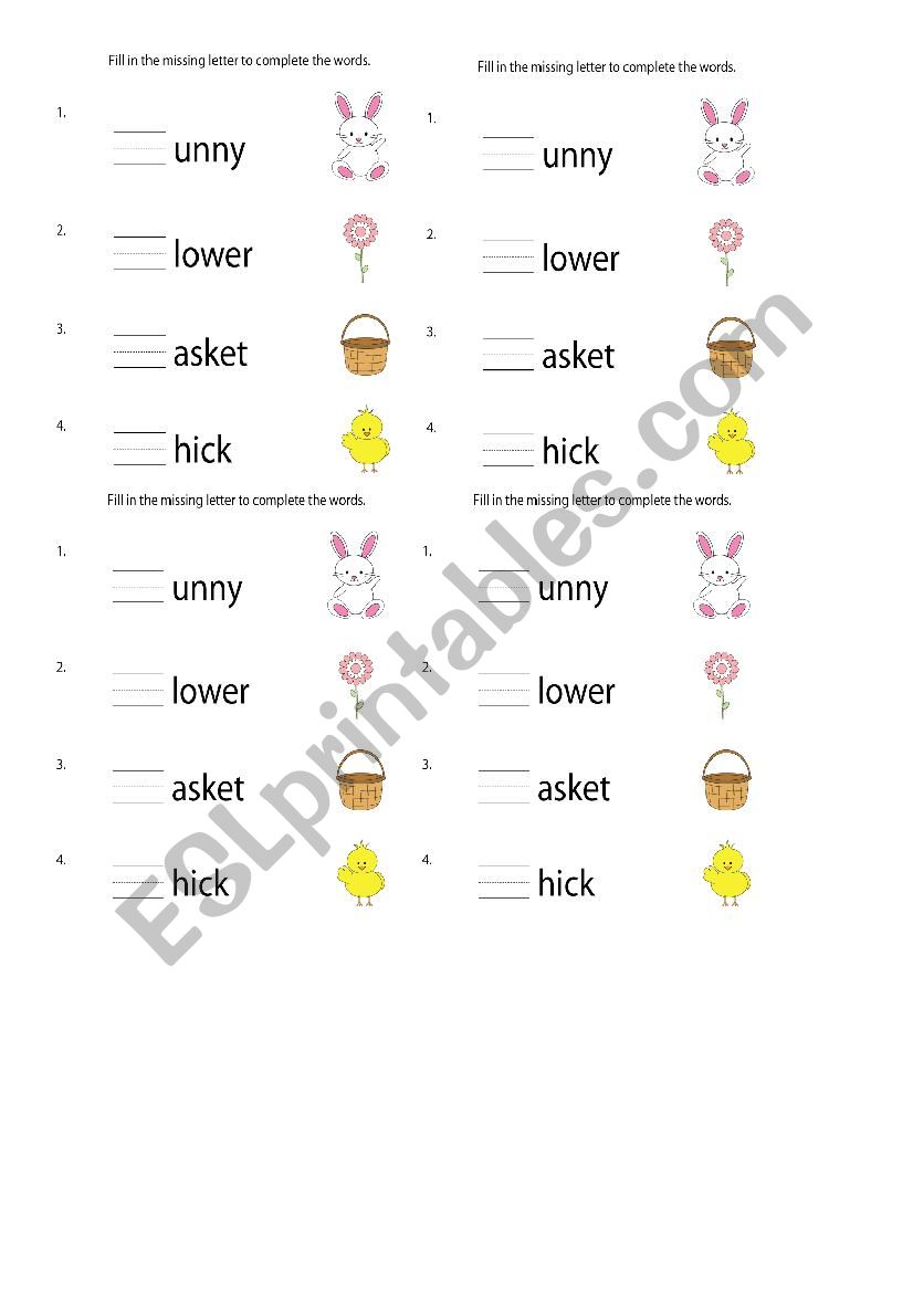 Easter vocabulary worksheet