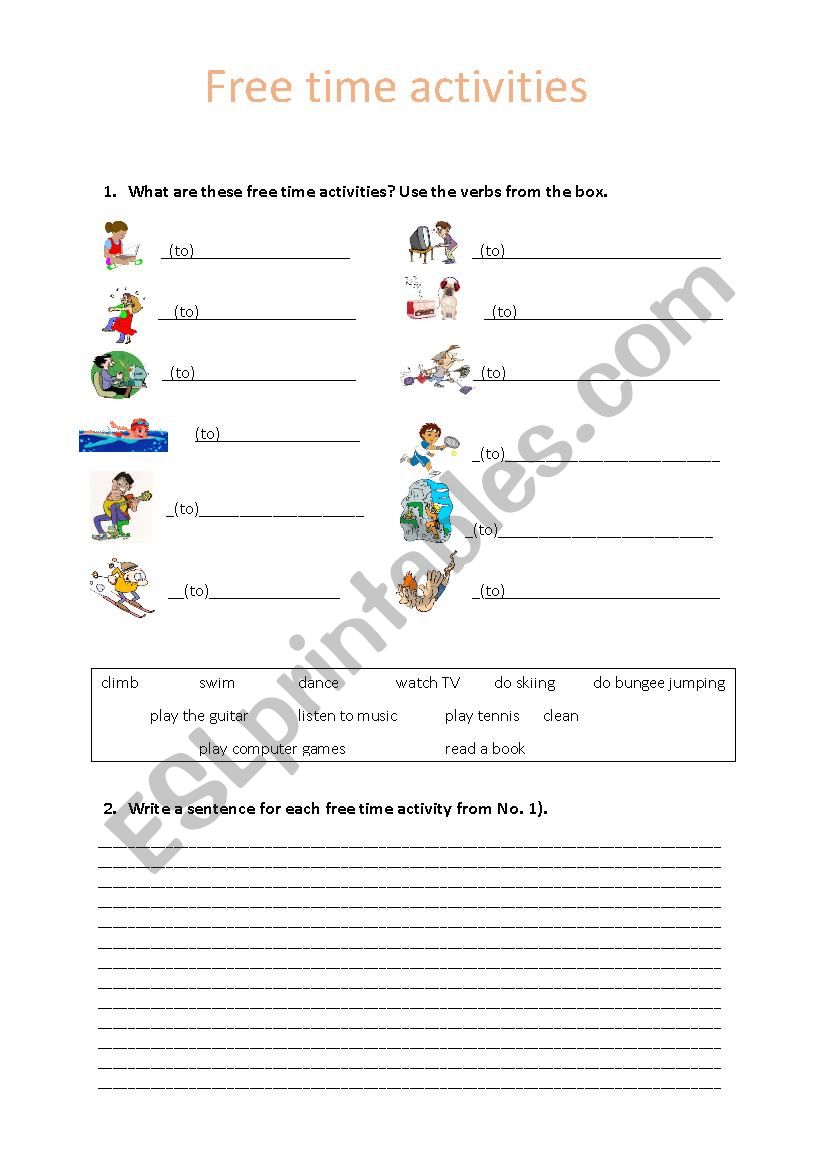 Free time activities worksheet