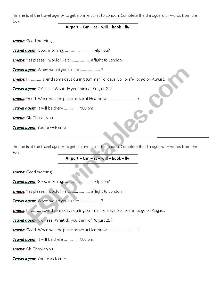 speaking test worksheet