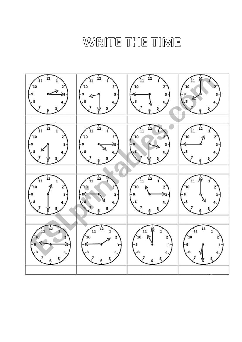 the time  worksheet