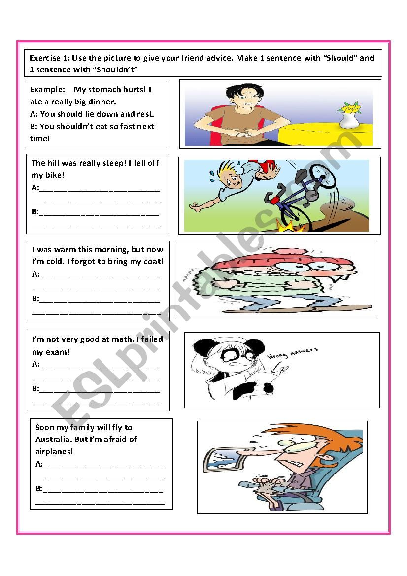 SHOULD / SHOULDNÂ´T  MUST / MUSTNÂ´T -- MODALS USAGE PRACTICE