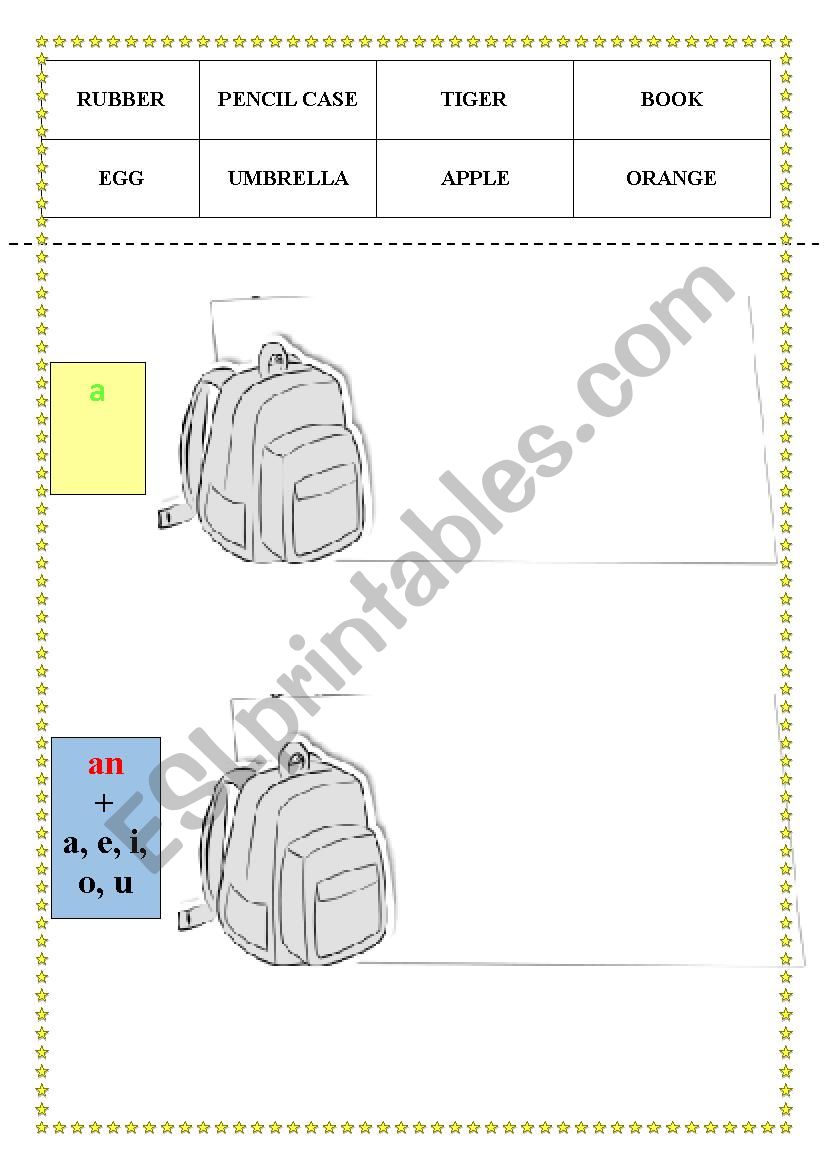 a or an article worksheet