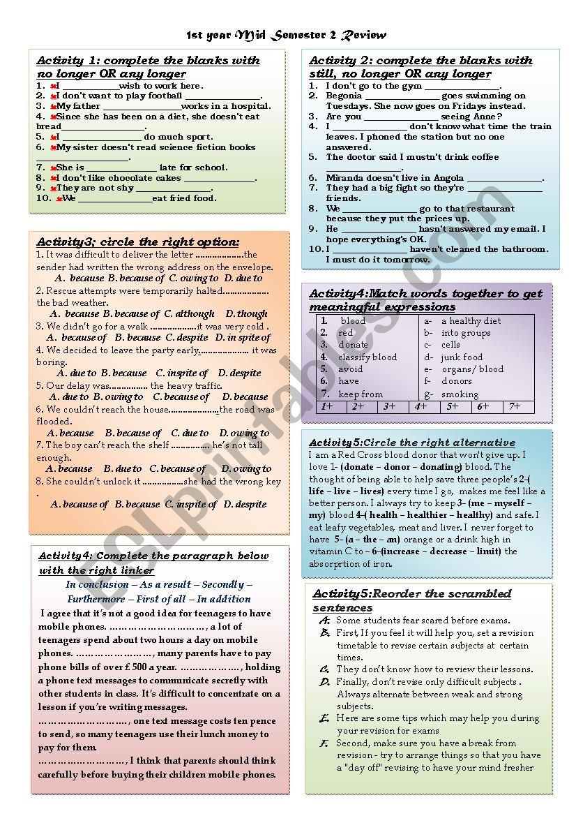 1st Mid Semester test review 2