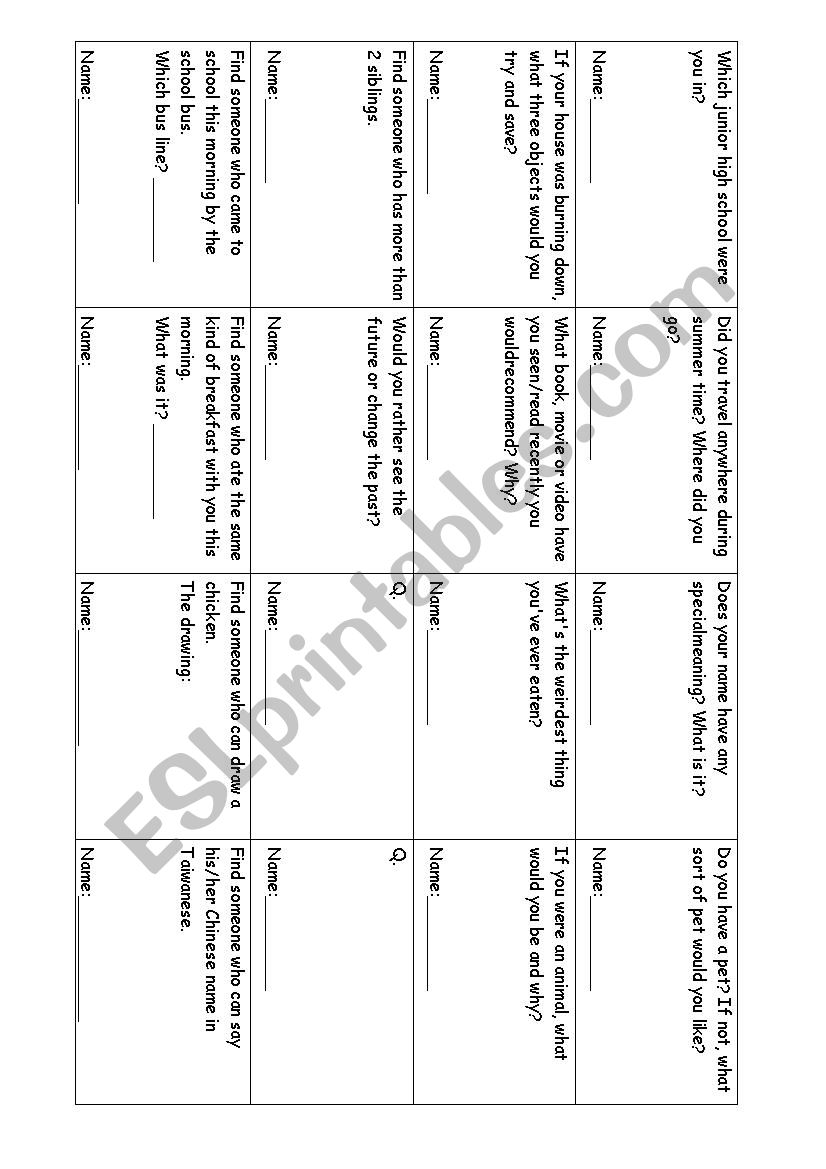 ice breaker worksheet