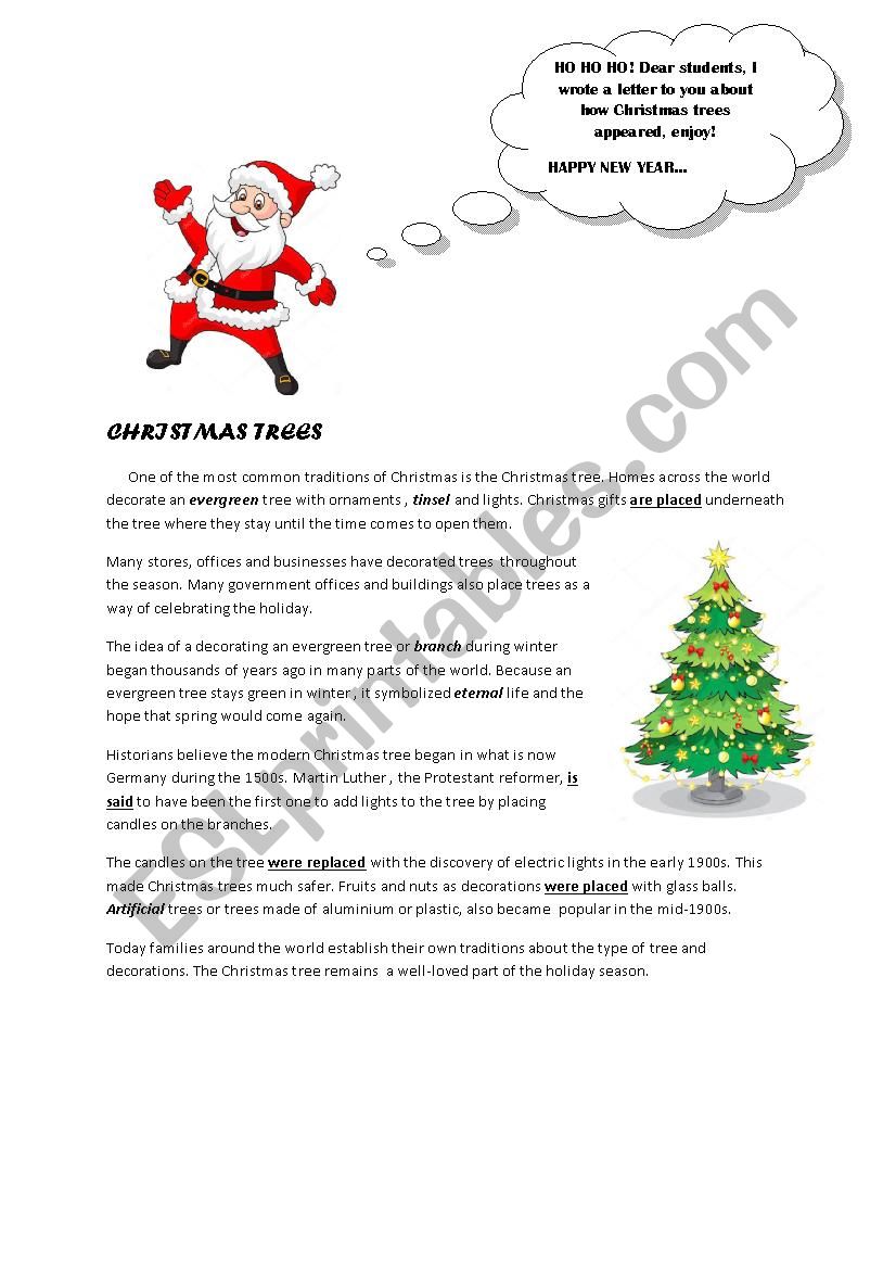 Christmas trees worksheet