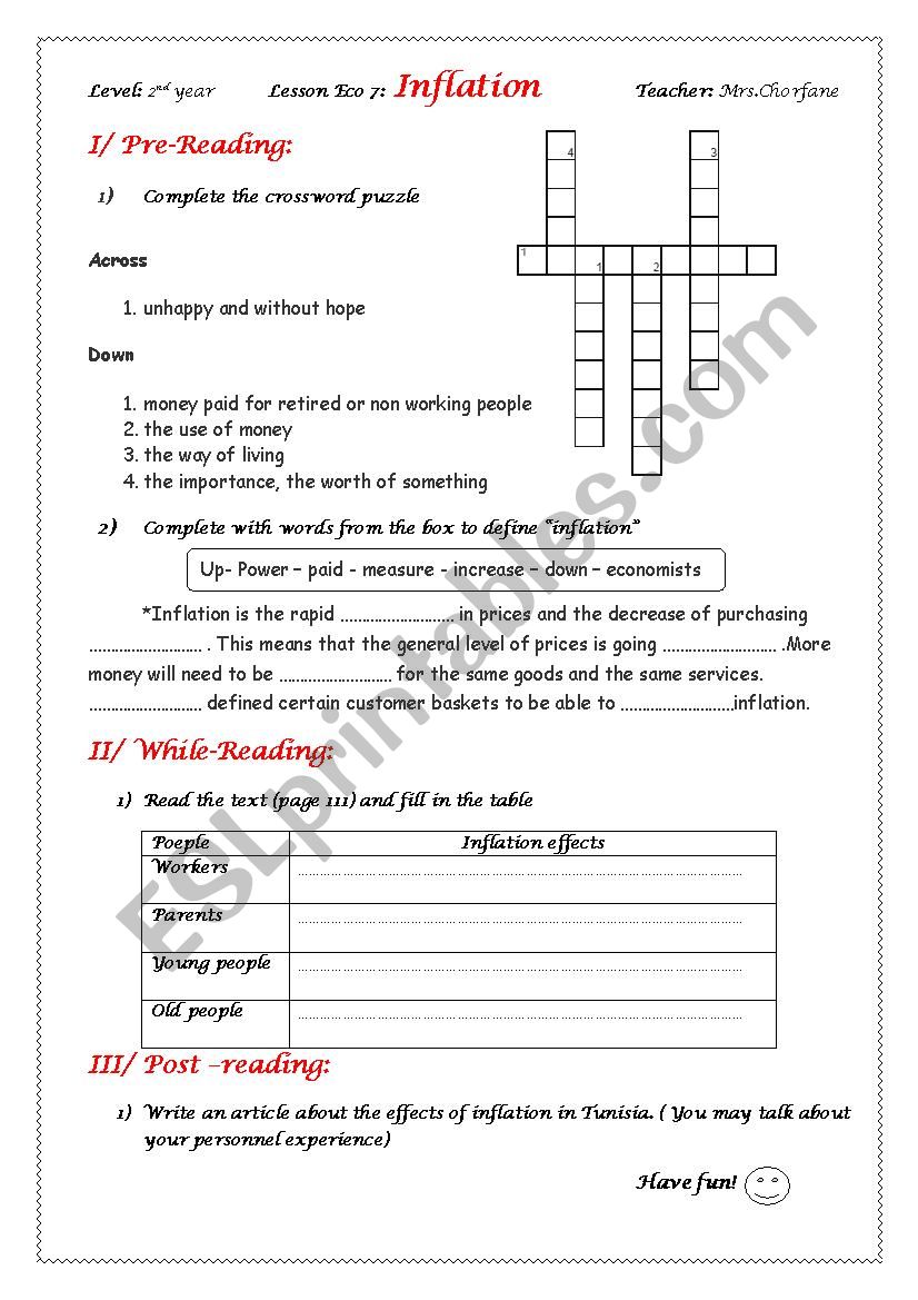 inflation worksheet