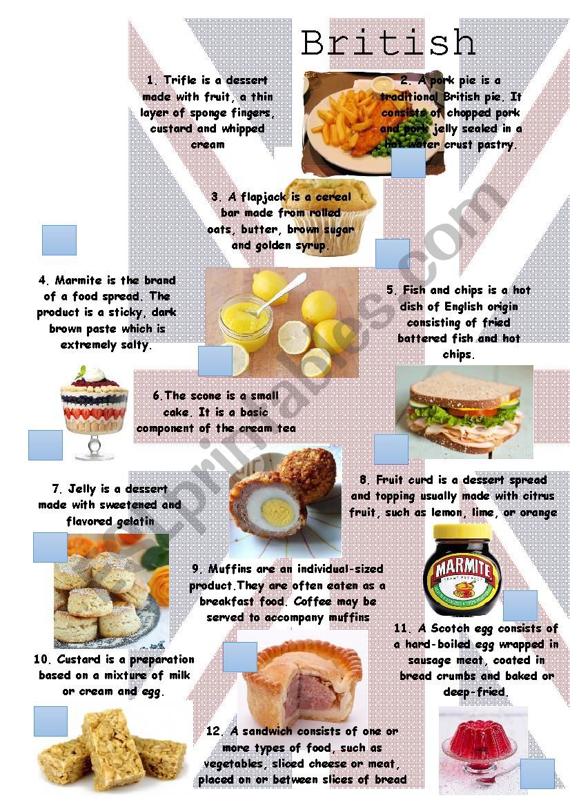 British Food worksheet worksheet