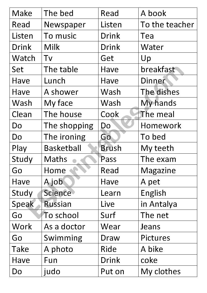 daily routine matching game worksheet