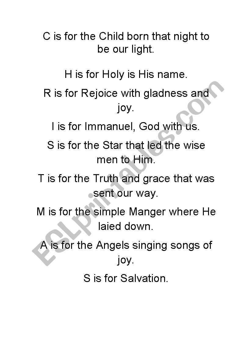 Christmas Play worksheet