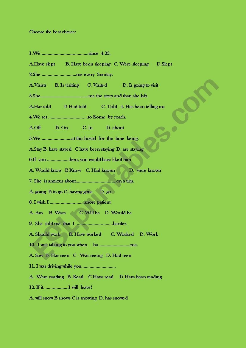 Tenses Upper Intermediate worksheet