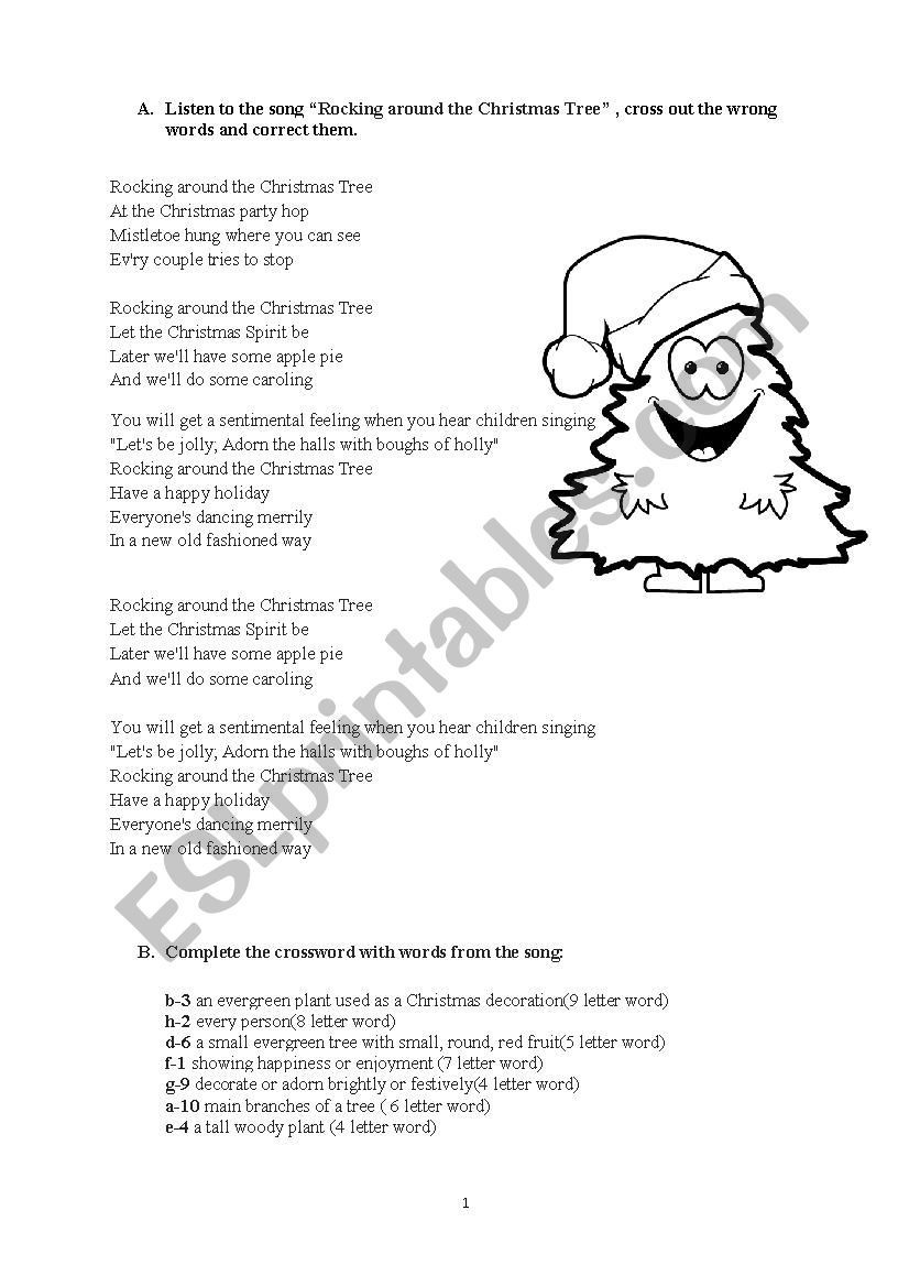 Christmas vocabulary worksheet