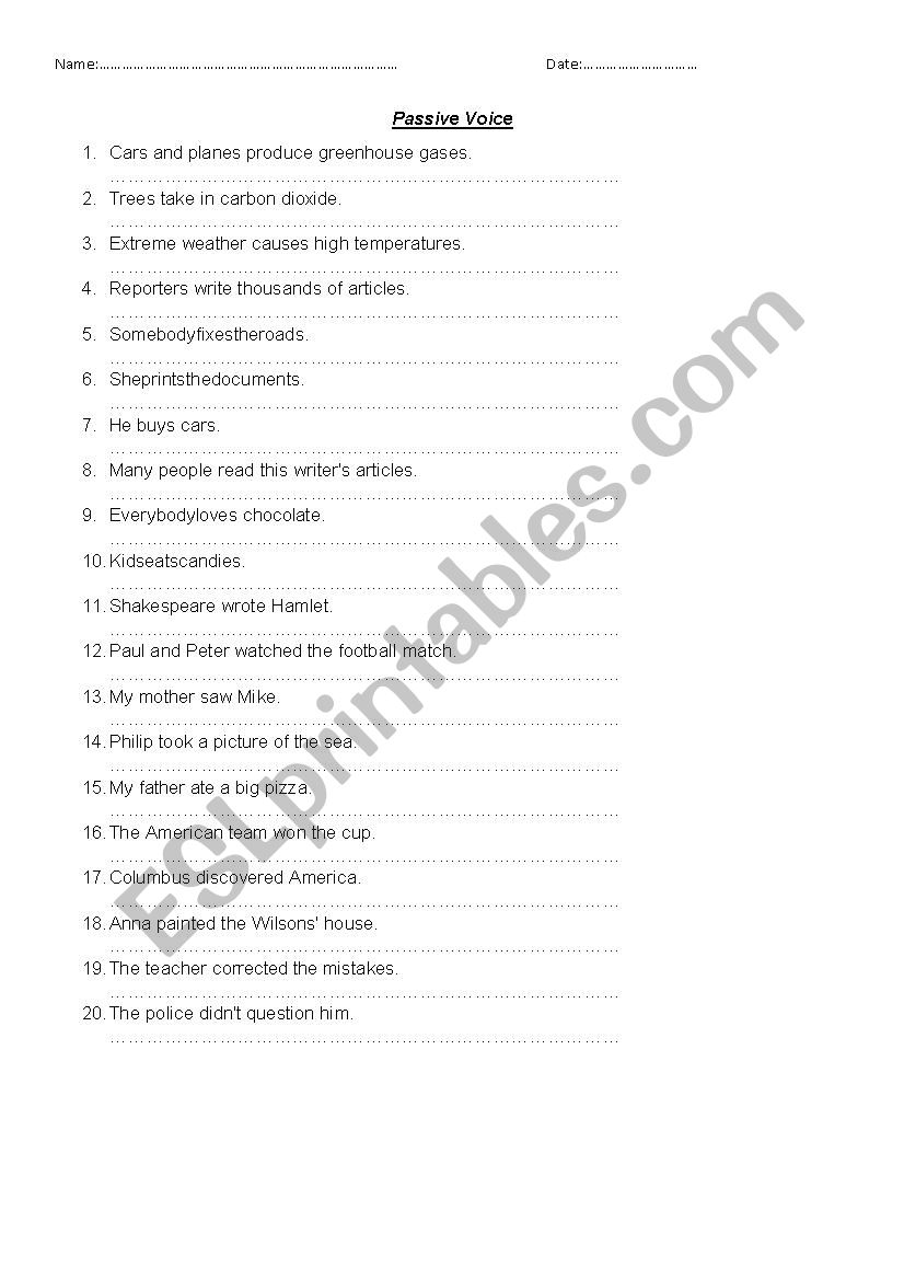 passive voice worksheet