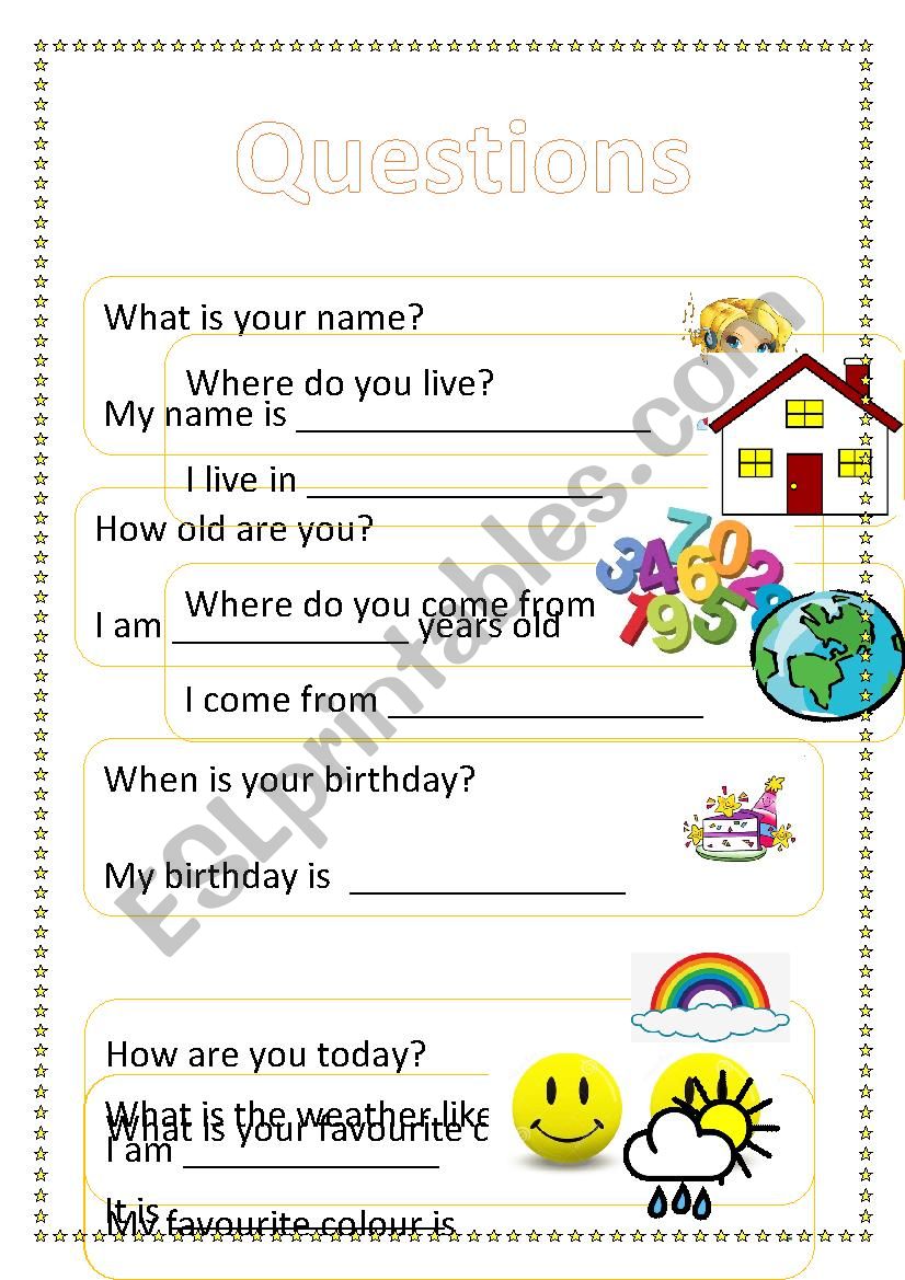 English Questions worksheet