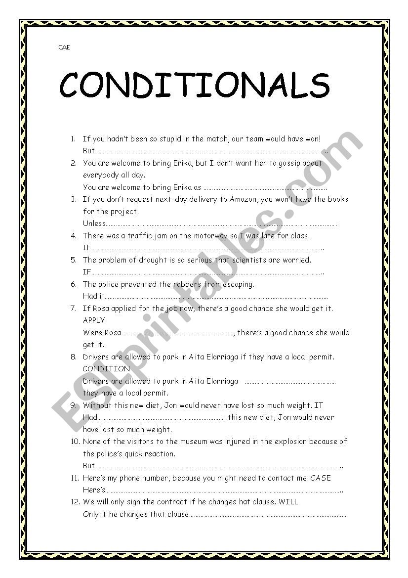 CONDITIONALS worksheet