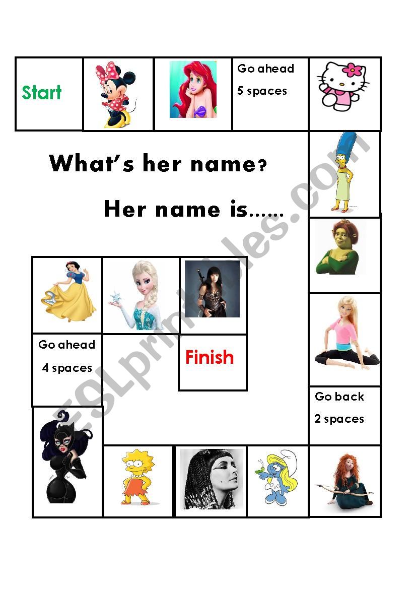 Whats her name game? worksheet