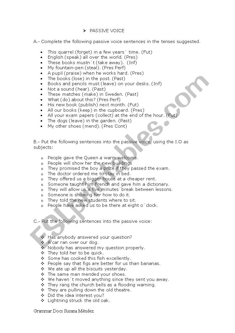 Passive Voice worksheet